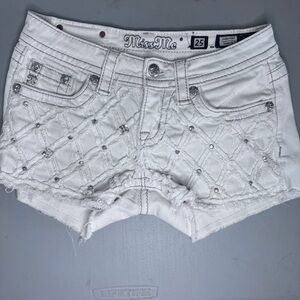 Miss Me White Jean Shorts with Embellishments